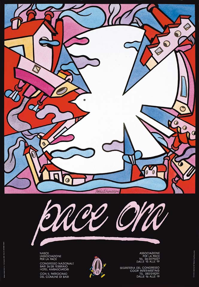 Pablo Echaurren - Pace ora, 1988 (Manifesto 99 x 68,5 cm)
