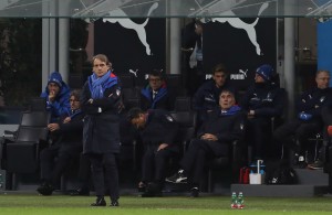 Roberto Mancini durante il match contro il Portogallo a San Siro (Photo by Marco Luzzani/Getty Images dal sito della Figc)