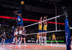 Finale Nations League: Italia-Brasile 3-0. Paola Egonu in azione